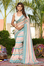 Load image into Gallery viewer, Multi Color Dola Silk Fabric Border Work Saree With Designer Blouse