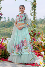 Load image into Gallery viewer, Pure Glass Tissue Organza Fabric Pearl Work Indo Western
