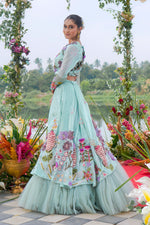 Load image into Gallery viewer, Pure Glass Tissue Organza Fabric Pearl Work Indo Western