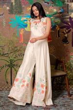 Load image into Gallery viewer, Elegant Off White Jumpsuit With Appliqué Handwork
