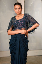 Load image into Gallery viewer, Organza Dhoti Skirt With Monotone Waist Jacket Indo Western