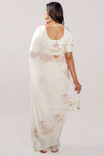 Load image into Gallery viewer, Off White Color Pearl And Sequence Work Saree With Readymade Blouse