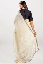 Load image into Gallery viewer, Pure Tusser Tissue Jardoshi Border Work Saree With Contrast Blouse