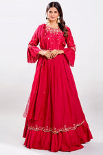Load image into Gallery viewer, Cheery Red Color Hand Work Floor Length Readymade Gown