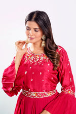 Load image into Gallery viewer, Cheery Red Color Hand Work Floor Length Readymade Gown