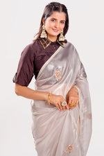Load image into Gallery viewer, Organza Tissue Hand Zardosi Butta Saree