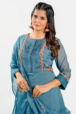 Load image into Gallery viewer, Grey Color Designer Readymade Gown With Dupatta
