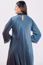 Load image into Gallery viewer, Satin Silk Blue Shaded Sequence Work Readymade Cowl Dress