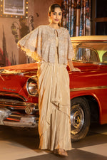 Load image into Gallery viewer, Crepe Fabric Indo Western Dhoti Bottom With Fancy Blouse And Sequins Pearl Work Short Jacket
