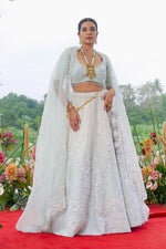 Load image into Gallery viewer, White Pure Raw Silk Sequins Work Lehenga Choli With Organza Dupatta