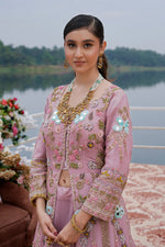 Load image into Gallery viewer, Georgette Fabric Mirror Work Zero Size Pearl Indo Western Skirt And Top