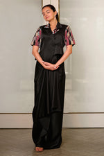 Load image into Gallery viewer, Black Top With Sequins Sleeves Imported Fabric