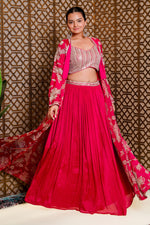 Load image into Gallery viewer, Cherry Chinon Crepe Indo Western With Sequins Long Jacket