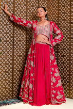 Load image into Gallery viewer, Cherry Chinon Crepe Indo Western With Sequins Long Jacket