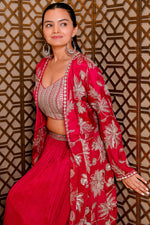 Load image into Gallery viewer, Cherry Chinon Crepe Indo Western With Sequins Long Jacket
