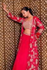 Load image into Gallery viewer, Cherry Chinon Crepe Indo Western With Sequins Long Jacket