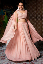 Load image into Gallery viewer, Crepe Crop Top With Pearl And Sequins Bow Neck Dupatta