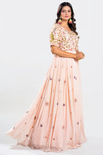 Load image into Gallery viewer, Pink Color Chinon Fabric Gown With Hand French Knot and Jardoshi Work
