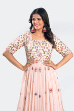 Load image into Gallery viewer, Pink Color Chinon Fabric Gown With Hand French Knot and Jardoshi Work