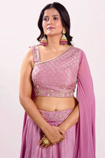 Load image into Gallery viewer, Pure Dola Silk Pearl And Sequence Work Lehenga With One Sided Pattern Blouse