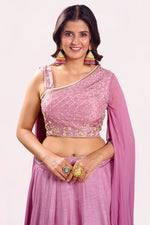 Load image into Gallery viewer, Pure Dola Silk Pearl And Sequence Work Lehenga With One Sided Pattern Blouse