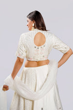 Load image into Gallery viewer, Two Side Work Half N Half Look Lehnga With High Neck Blouse