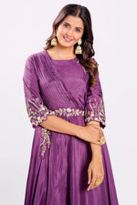 Load image into Gallery viewer, Chinon Fabric Pearl And Zardoshi Work Readymade Gown With Waist Belt