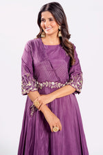 Load image into Gallery viewer, Chinon Fabric Pearl And Zardoshi Work Readymade Gown With Waist Belt
