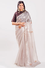 Load image into Gallery viewer, Organza Tissue Hand Zardosi Butta Saree