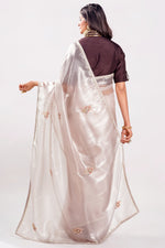 Load image into Gallery viewer, Organza Tissue Hand Zardosi Butta Saree
