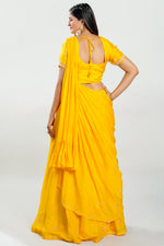 Load image into Gallery viewer, Drape Style Hand Knot Pearl Border Work Readymade Lehenga Choli