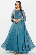 Load image into Gallery viewer, Grey Color Designer Readymade Gown With Dupatta