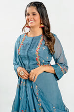 Load image into Gallery viewer, Grey Color Designer Readymade Gown With Dupatta