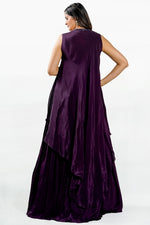 Load image into Gallery viewer, Purple Wine Color Sequence Work Indo Western Lehenga