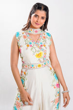 Load image into Gallery viewer, White Color Silk Fabric Jumpsuit With Bow Neck Dupatta