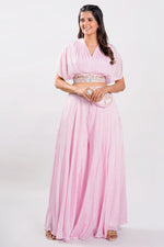 Load image into Gallery viewer, Pink Color Readymade Pocket Palazzo With Stylish Blouse