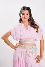 Load image into Gallery viewer, Pink Color Readymade Pocket Palazzo With Stylish Blouse
