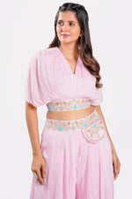 Load image into Gallery viewer, Pink Color Readymade Pocket Palazzo With Stylish Blouse