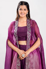 Load image into Gallery viewer, Purple Color Indo Western Dress