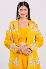 Load image into Gallery viewer, Yellow Color Dola Silk Readymade Co-Ord Set