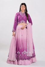 Load image into Gallery viewer, Purple Color Organza Two Layered Pleated Lehenga Choli