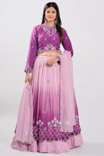 Load image into Gallery viewer, Purple Color Organza Two Layered Pleated Lehenga Choli