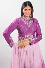Load image into Gallery viewer, Purple Color Organza Two Layered Pleated Lehenga Choli