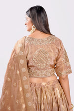 Load image into Gallery viewer, Tissue Fabric Light Brown Color Readymade Lehenga