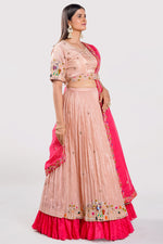 Load image into Gallery viewer, Tissue Fabric Two Layered Pleated Lehenga With Belt