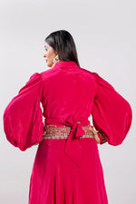 Load image into Gallery viewer, Crepe Fabric Pink Color Oxidised Work Indo Western Dress