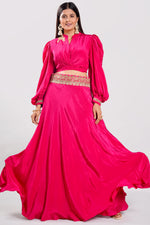 Load image into Gallery viewer, Crepe Fabric Pink Color Oxidised Work Indo Western Dress