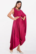Load image into Gallery viewer, Rani Crepe Satin Fabric Indo Western Cowl Dress With Belt