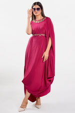 Load image into Gallery viewer, Rani Crepe Satin Fabric Indo Western Cowl Dress With Belt