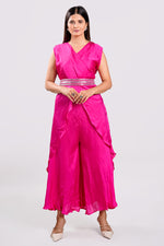 Load image into Gallery viewer, Rani Color Satin Crepe Catdana Sequence Work Readymade Indo Western Palazzo Suit